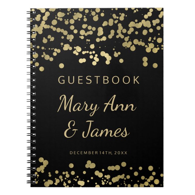 Wedding Guestbook Gold Foil Confetti Notebook (Front)