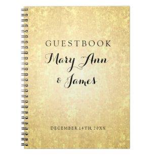 Wedding Guestbook Gold Foil Look Stars Confetti Notebook