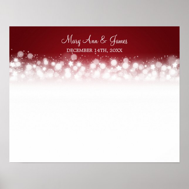 Wedding Guestbook  Magic Sparkle Red (Front)
