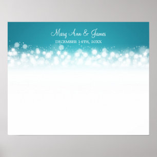 Wedding Guestbook  Magic Sparkle Turquoise