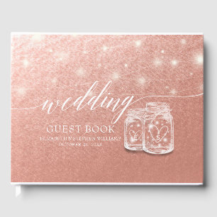 Wedding Guestbook Mason Jar String Light Rose Gold