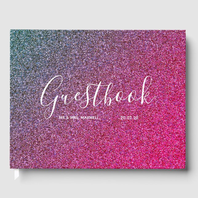 Wedding Guestbook | Pink Glitter Chic (Front)