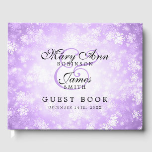 Wedding Guestbook Purple Winter Wonderland