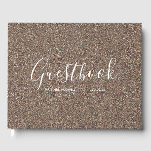 Wedding Guestbook   Rose Gold Glitter Chic