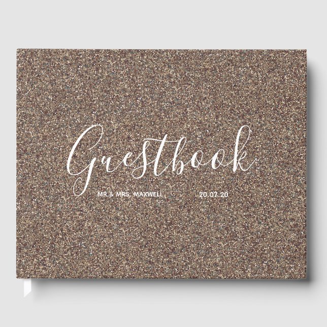 Wedding Guestbook | Rose Gold Glitter Chic (Front)