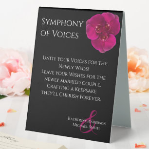 Wedding Guestbook Sign-Black Fuchsia Orchids-