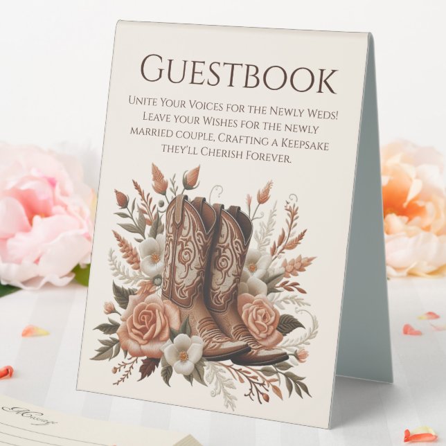 Wedding Guestbook Sign-Cowboy Boots with Flowers (In SItu (Wedding))