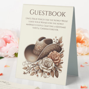 Wedding Guestbook Sign-Cowgirl Hat with Flowers