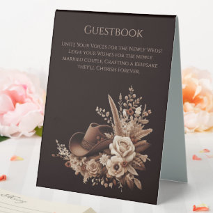 Wedding Guestbook Sign-Cowgirl Hat with Flowers