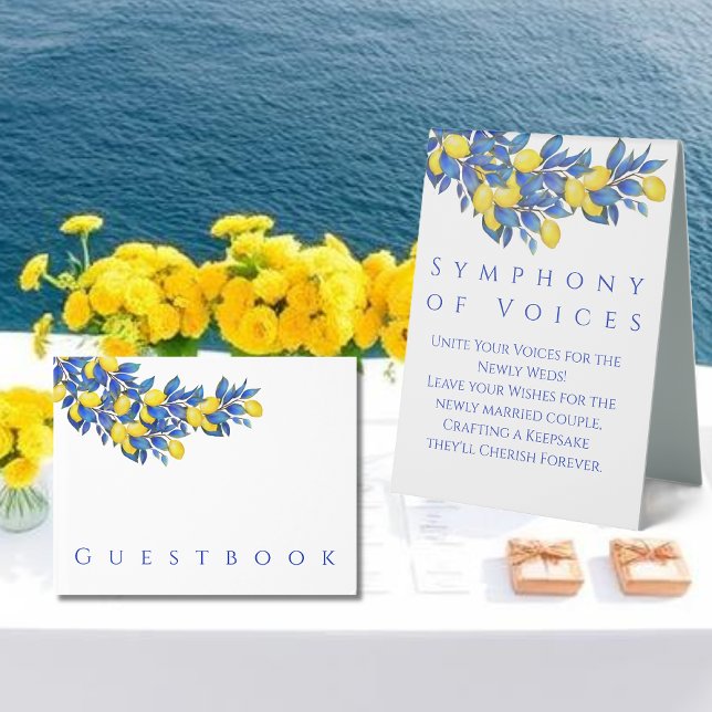 Wedding Guestbook Sign-Mediterranean- (Wedding Guestbook Sign-Mediterranean- Table Tent Sign )