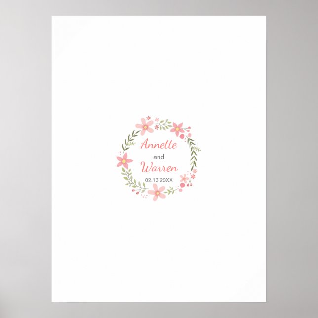 Wedding Guestbook Signature Board - Flower Wreath (Front)