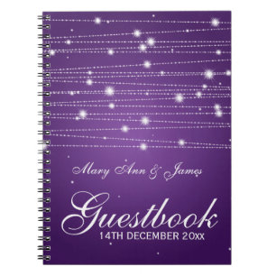 Wedding Guestbook Sparkling Lines Purple Notebook