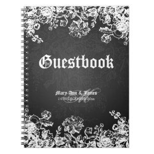 Wedding Guestbook Victorian Flourish Black Notebook