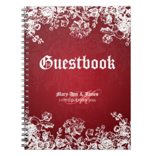 Wedding Guestbook Victorian Flourish Red Notebook