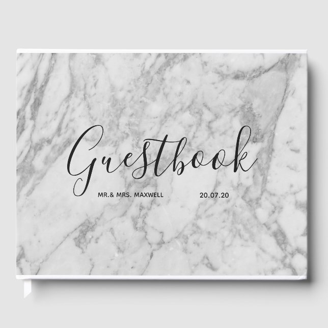 Wedding Guestbook | White Marble Minimalist Chic (Front)