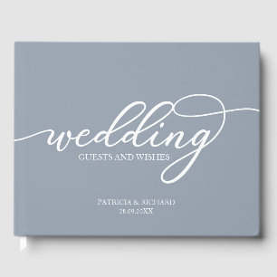Wedding Guests And Wishes Chic  Dusty Blue Guest Book