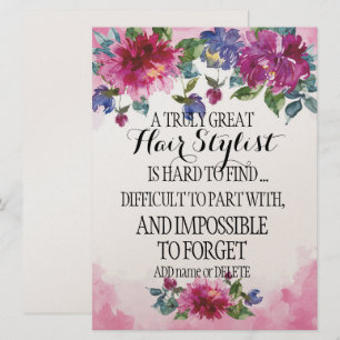 Wedding Hair Stylist Thank you Appreciation Gift Card