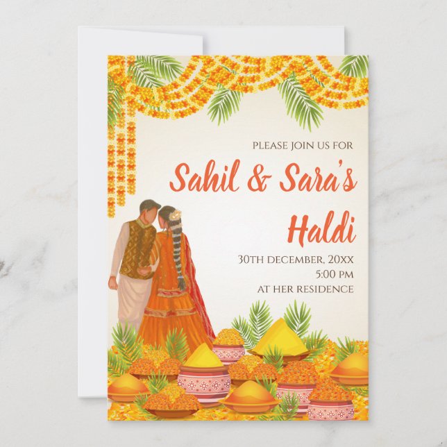 Wedding Haldi invitations Digital Pithi invites (Front)