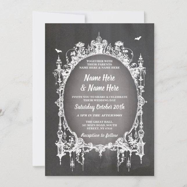 Wedding Halloween Horror Gothic Frame Invite (Front)