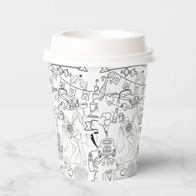 Wedding Hand Drawn Design Coffee Cups (Right)