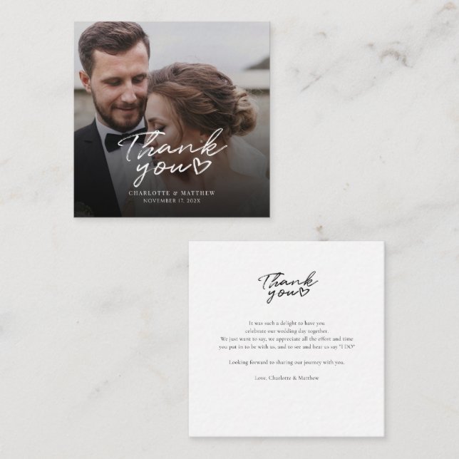 Wedding Hand-Lettered Photo Thank You Card (Front/Back)