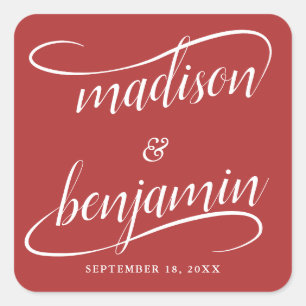 Wedding Handwritten Swash Calligraphy Square Sticker