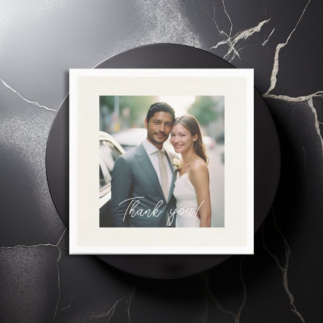 Wedding Handwritten Thank you 1 Photo Napkin (Creator Uploaded)