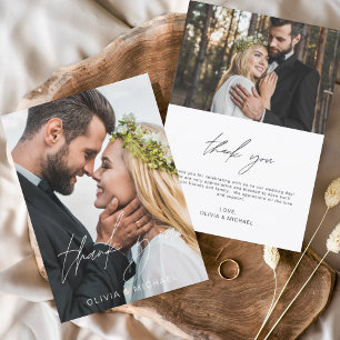 Wedding Handwritten Thank You 2 Photos Card