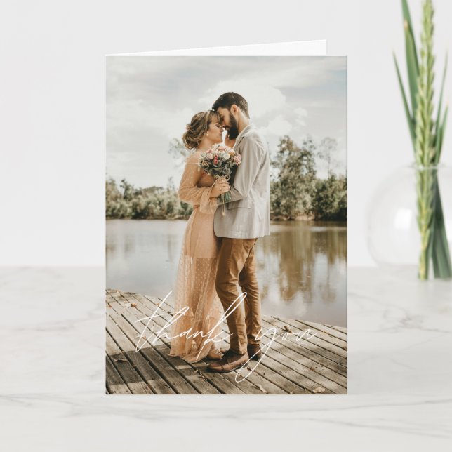 Wedding Handwritten Thank You Photo Elegant (Front)