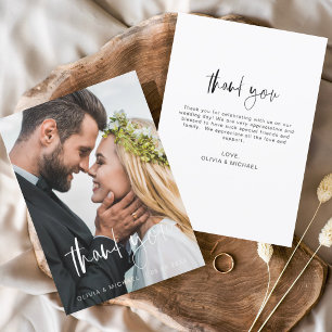 Wedding Handwritten Thank You Photo Minimalist Card