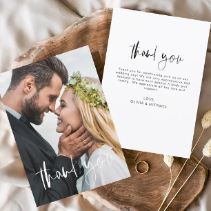 Wedding Handwritten Thank You Photo Romantic Card