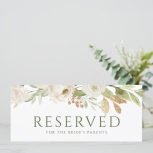 Wedding Hanging Reserved Card Greenery Gold
