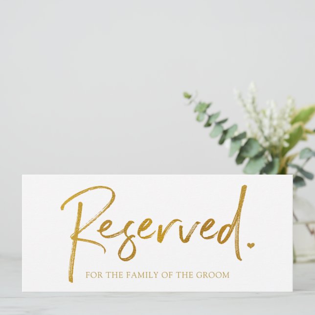 Wedding Hanging Reserved Sign - Faux Gold Foil (Standing Front)