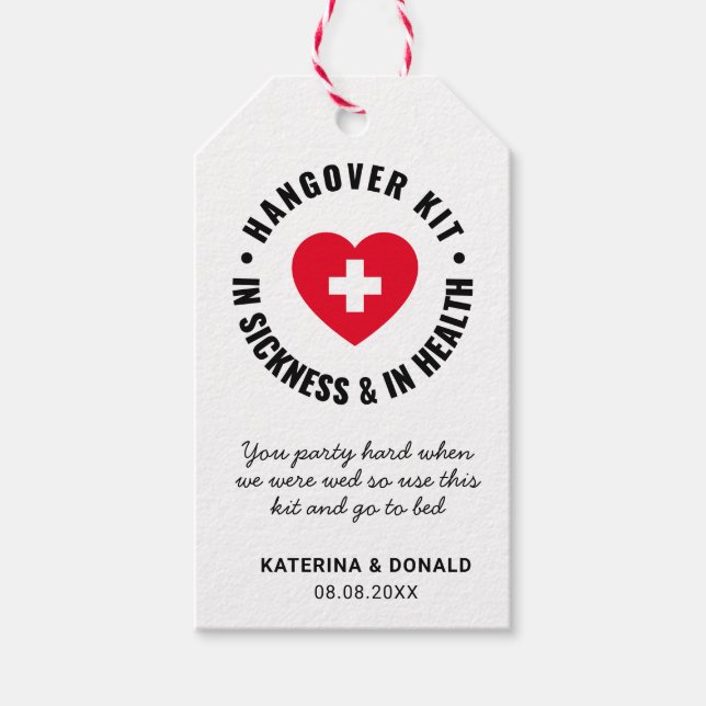 Wedding Hangover Recovery Kit Gift Tags (Front)