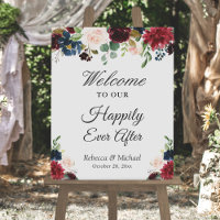 Wedding Happily Ever After Burgundy Bloom Floral