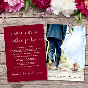 Wedding Happily Ever After Burgundy Reception Invitation