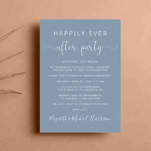 Wedding Happily Ever After Dusty Blue Reception Invitation
