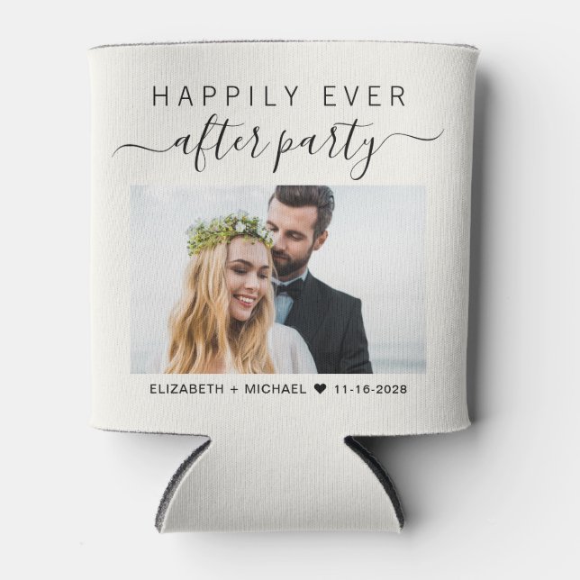 Wedding Happily Ever After Party Photo Cream Can Cooler (Front)