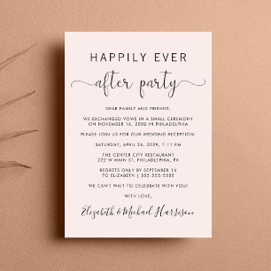 Wedding Happily Ever After Party Pink Reception Invitation
