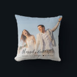 Wedding Happily Ever After Photo Cushion<br><div class="desc">Personalised elegant wedding throw pillow with your wedding day photo overlayed with "Happily Ever After" in a stylish script and the bride and groom names and wedding date. A great keepsake gift for newlyweds.</div>