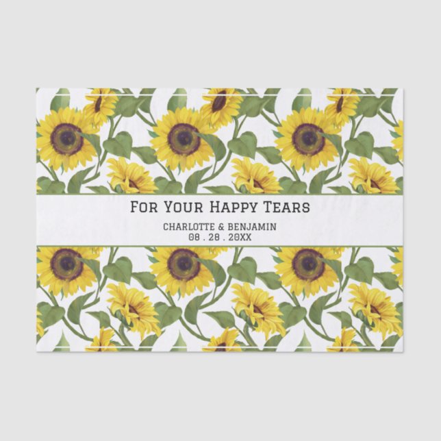 Wedding Happy Tears Sunflower Tissue Paper (Front)