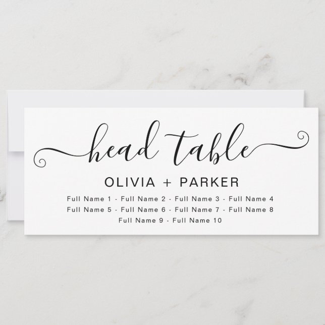 Wedding Head Table Seating Card – Modern Script (Front)