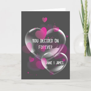 Wedding Heart Bubbles on Grey Card
