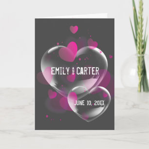 Wedding Heart Bubbles on Grey Card