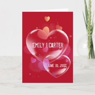 Wedding Heart Bubbles on Red Card