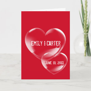 Wedding Heart Bubbles on Red Card