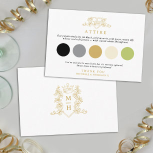 Wedding heart crown monogram Attire Color Palette Enclosure Card