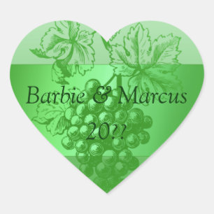 Wedding Heart Green Personalised Custom Wine Label