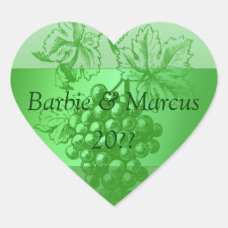 Wedding Heart Green Personalised Custom Wine Label