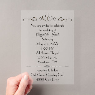 Wedding Heart Line Art Border Acrylic Invitations